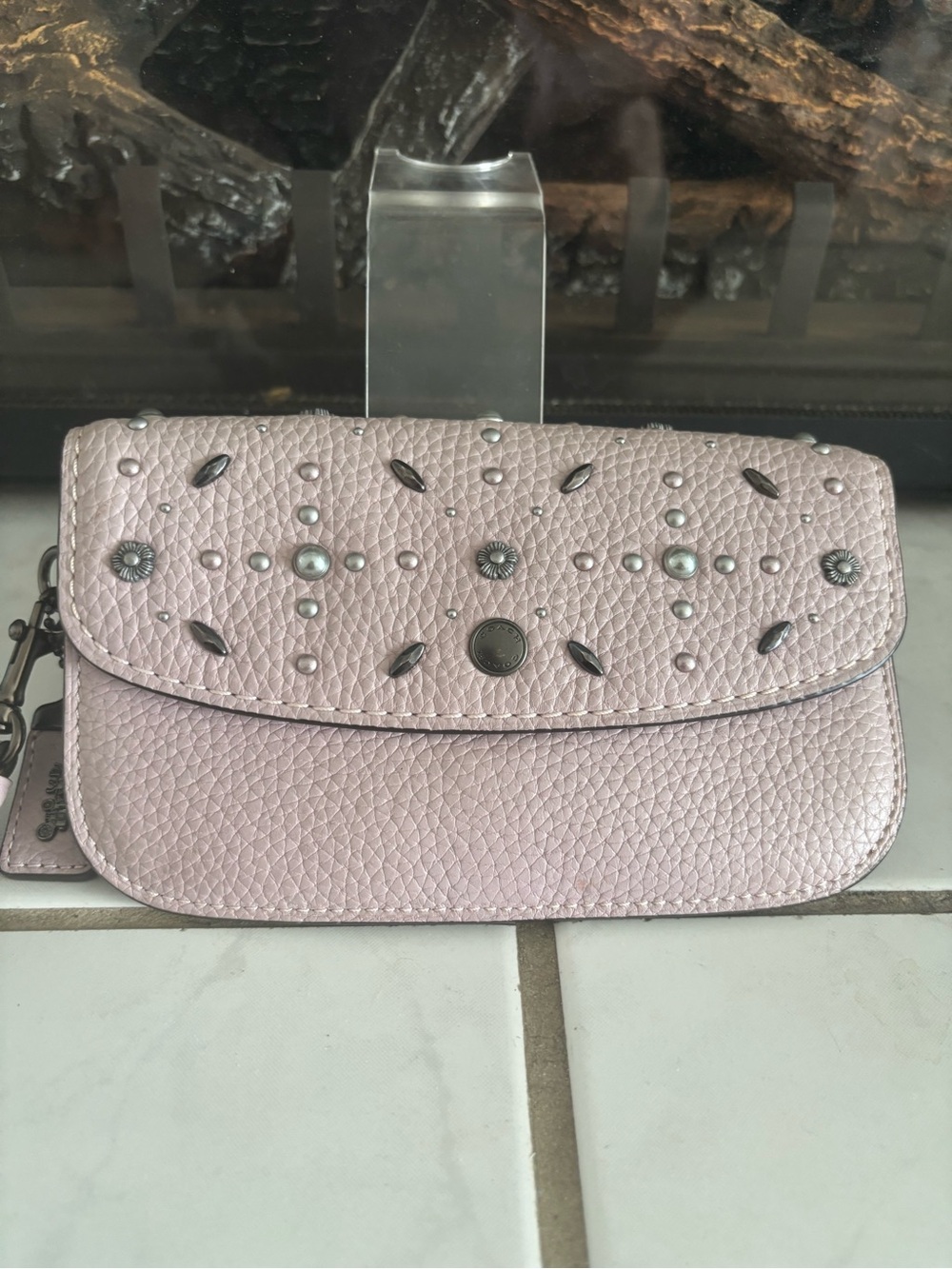 coach 1941 prairie rivet Leather Wristlet  clutch- purple ice/lavender